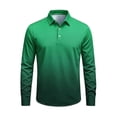 thumbnail image 2 of AKOEE Polos Golf Shirts for Men Gradient Color Button Collared Tops Sports Casual Long Sleeve Blouses, Green L, 2 of 6