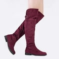 thumbnail image 4 of DREAM PAIRS Women's Fashion Over The Knee High Low Block Heel Riding Boots HI_FLAT BURGUNDY Size 6.5, 4 of 6