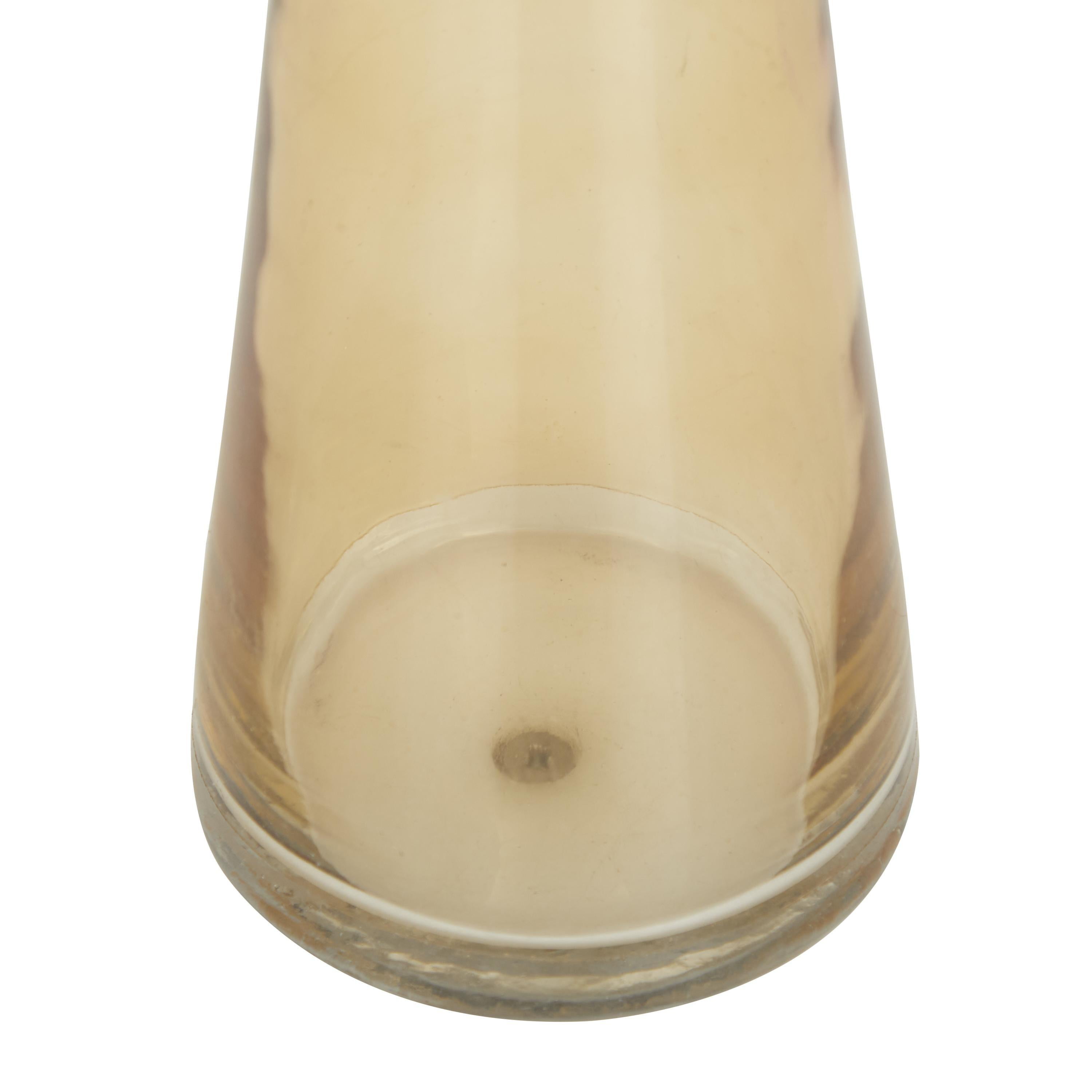 DecMode 3 Candle Gold Glass Pillar Candle Holder, Set of 3