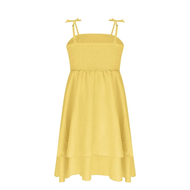 Ruyang Teen Girls 2 Pleated Ruffles Dress Sleeveless Strap A-Line Smocked  Dresses Solid Birthday Pageant Tiered Skirts Clothes - Walmart.com