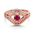 thumbnail image 2 of Gem Stone King 1.23 Ct Round Red Created Ruby 18K Rose Gold Plated Silver Ring, 2 of 2