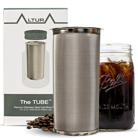 Cafetera Cold Brew Altura para boca ancha, tarro Mason Jar, 1 litro