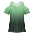 thumbnail image 3 of Aofany Womens Blouse Gradient Loose V-Neck Short Sleeve Tunic Shirt Casual Off Shoulder Summer Tops, 3 of 4