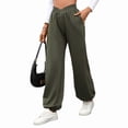 thumbnail image 1 of Pantalones Deportivos de Cintura Alta con Bolsillos para Mujer, Pantalones de Yoga Holgados e Informales Verde L, 1 of 9