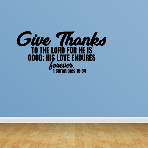 Empresal Give Thanks To The Lord Wall Decal Thanksgiving Decor Black 28"Hx13"W JP256