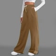 thumbnail image 2 of Women's Casual Solid Color Lace Up Straight Leg Sports Slacks2, 2 of 2