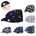 thumbnail image 2 of Scrub Cap Uni Dog Feather Adjustable Anti Sweat Dustproof Button Scrub Cap Bouffant Hat, 2 of 7