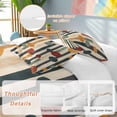 thumbnail image 2 of 3 Piece Abstract Boho Duvet Cover Set Queen Size,Microfiber Comforter/Quilt Cover with Corner Ties and 2 Pillowcases,Vintage Multicolored Geometric Stripes All Season Soft Bedding with Zipper Closure, 2 of 8