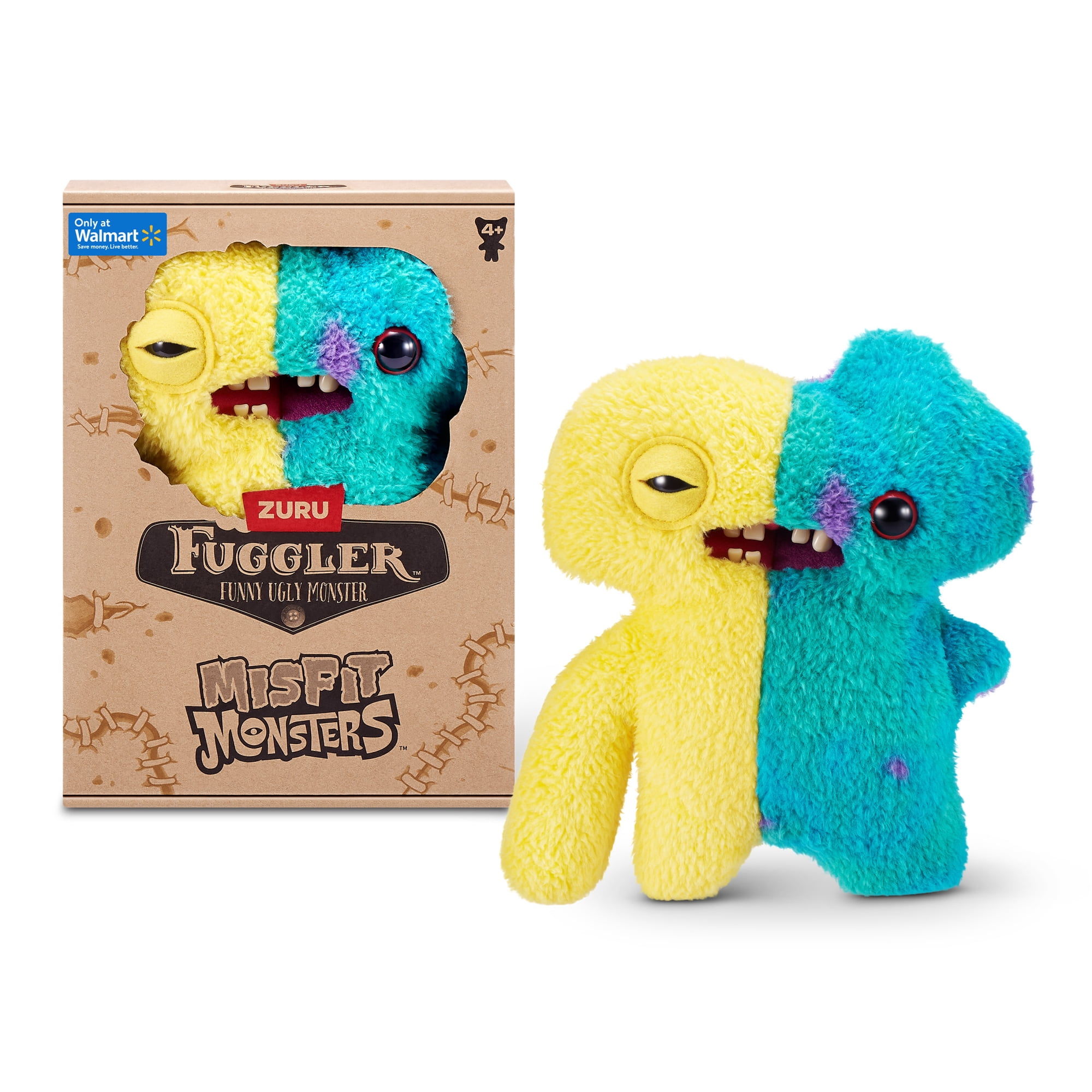Fuggler Misfit Monsters 9 inch (Squidgetooth McGoo - Yellow & Multi), Ugly Monster Stuffed Animal Toy by ZURU