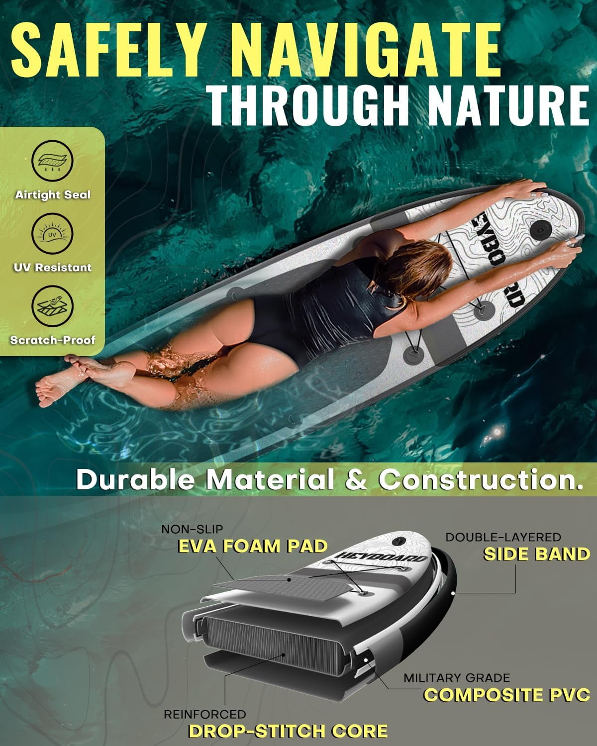 heyboard SUPボード HEYBOARD Inflatable Stand Up Paddle Board 10'/10'6” Standup