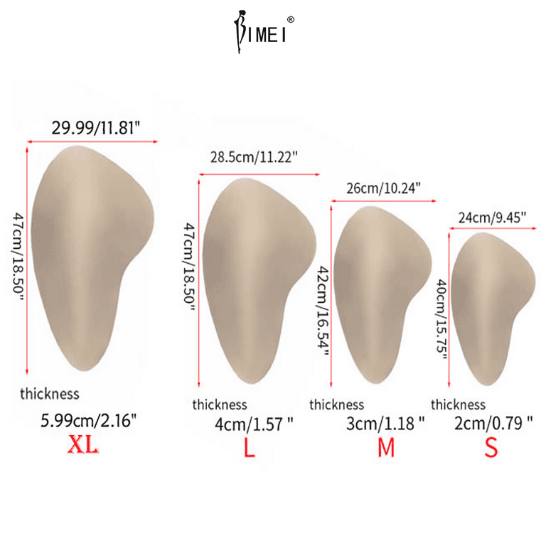 BIMEI 2PS Self-adhesive Sponge Butt Lift Pads Thigh Pads for Women Hip  Enhancer Reusable,1 Pair,Beige,L 