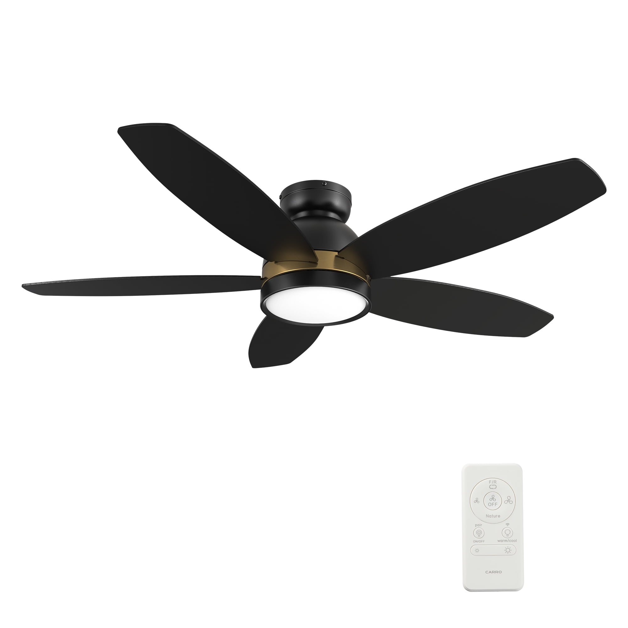 48" 5 Blade Flush Mount Ceiling Fan with Dimmable LED Light Kit
