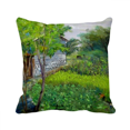 thumbnail image 1 of Chinese Building Farm Tree Illustration Throw Pillow Sleeping Sofa Cushion Cover, 1 of 3