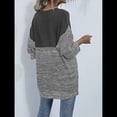 thumbnail image 4 of Suéter Holgado de Cuello Redondo para Mujer, de Otoño e Invierno, de Punto con Contraste de Colores. Gris Oscuro S, 4 of 7