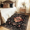 thumbnail image 2 of Area Rugs 5'x7' Washable NonSlip Floral Vintage Distress Print Pattern Medallion Carpet For Living Room Bedroom Dining Room Black Colorful Floral Dark Tan, 2 of 7