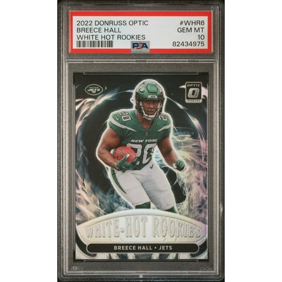 Graded 2022 Panini Donruss Optic Breece Hall #WHR6 White Hot Rookies Rookie RC Football Card PSA 10 Gem Mint