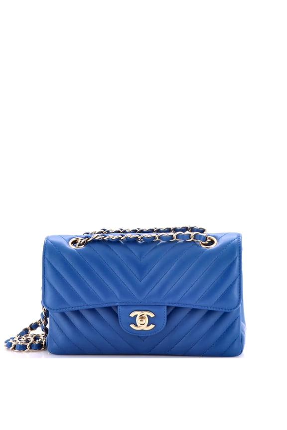 Pre-Owned Classic Double Flap Bag Chevron Lambskin Small By Rebag