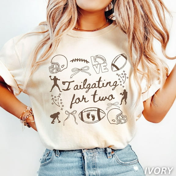 Fall Pregnancy Announcement Shirt, Football Baby Tee, Tailgating for Two Shirt, Coquette Football Pregnancy Announcement T-Shirt