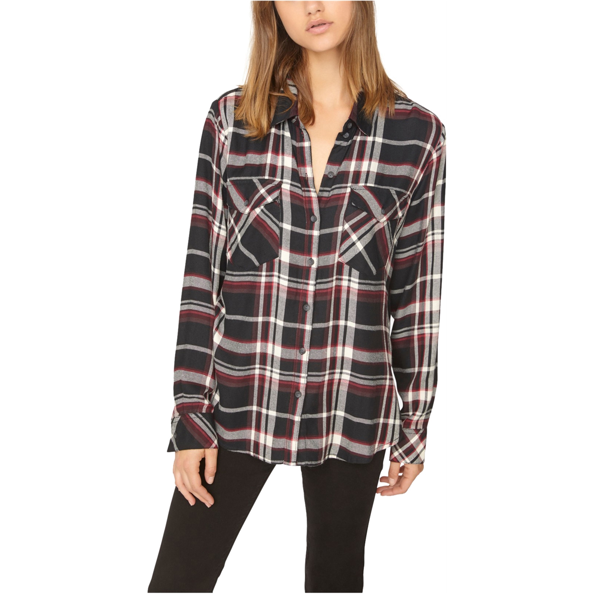 Sanctuary Clothing Womens Plaid Button 
