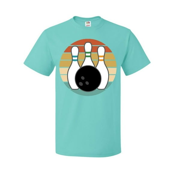 Inktastic Bowling Pins Ball Bowler Retro Sunset T-Shirt