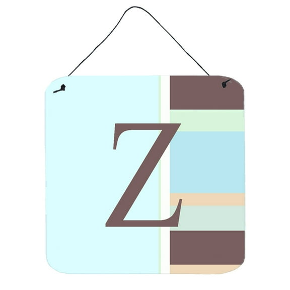 Letter Z Initial Monogram - Blue Stripes Wall or Door Hanging Prints