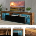 thumbnail image 5 of SYNGAR Fir Wood TV Stand for 70 inch TV, Farmhouse Rustic Wooden Television Stands TV Cabinet Console Table with 16 Colors LED Lights, Living Room TV Buffet Cabinet with Storage, 63"L×14"W×18"H, 5 of 8