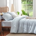 thumbnail image 5 of 3 Pieces Gingham Comforter Set Modern Style Blue Plaid Full Comforter Set 100% Washed Microfiber Boho Comforter Farmhouse Gingham Plaid Bedding Set, 5 of 6