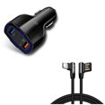 thumbnail image 1 of Quick Car Charger + Angle USB Cable for Samsung Galaxy Z Fold4/Fold 3 5G/Flip4 Phones - 48W 3-Port USB Type-C Port Power and  10ft Type-C Charger Cord USB-C Power Combo, 1 of 11
