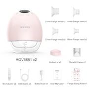 Horigen AOV6861 Pink Double Electric Breast Pump, Wearable Hands-Free, Smart Memory, 3D Pumping, Portable Quiet
