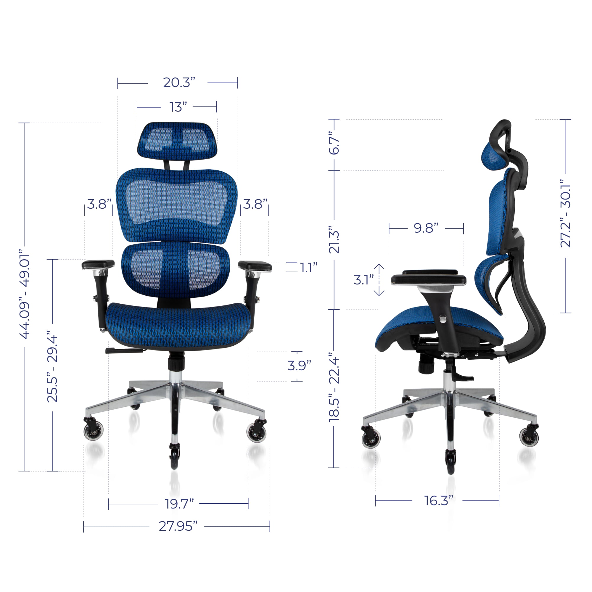 NOUHAUS Ergo3D Ergonomic Office Chair. Mesh, Swivel, Rolling Desk