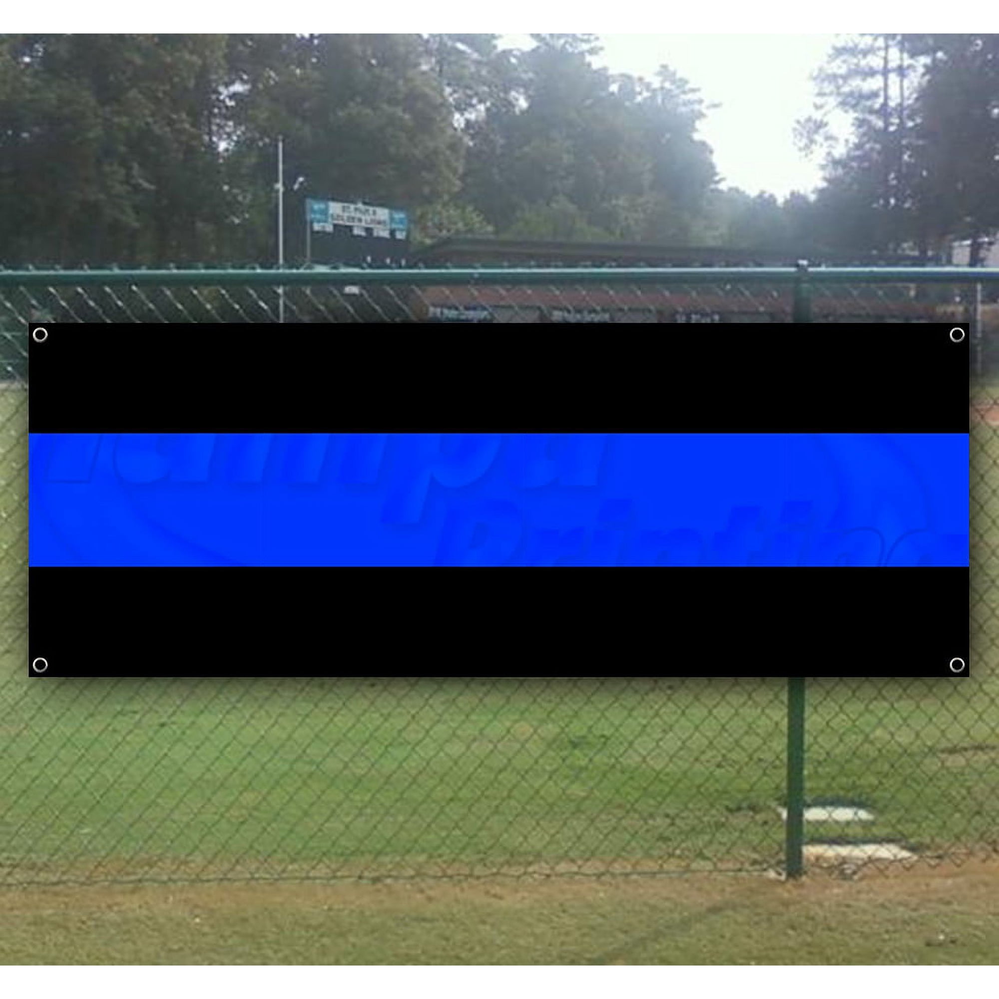 Thin Blue Line 13 oz Vinyl Banner With Metal Grommets