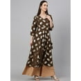thumbnail image 6 of Janasya Indian Women's Olive Crepe Foil Print Angrakha Kurta, 6 of 8