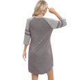 thumbnail image 4 of Women 3/4 Sleeve Sleeve Nightgown Loose Fit Sleepshirt Spring Fall Sunmer Calf-Length Soft House Dress Round Neck Comfy Sleepwear Loungewear, Gray S-3XL, 4 of 9