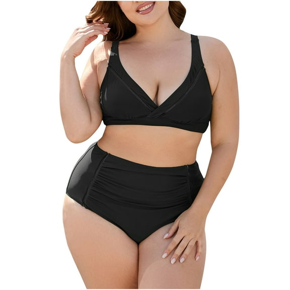 DJskiyers High Waisted Bikini Sets for Women Plus Size Bathing Suits Push Up Swim Tops and Shorts 2 Piece Bikini Swimsuits