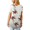 thumbnail image 6 of DYMADE Women's Henley V-Neck Short Sleeve Casual Blouse Pleated Button Tunic Shirt Top, 6 of 6
