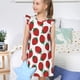 thumbnail image 4 of Balery Hand Drawn Strawberry Camisón de princesa para niñas, pijama de algodón con mangas abullonadas, suave y bonito.-Large, 4 of 6