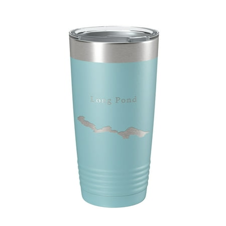 

Long Pond Tumbler Lake Map Travel Mug Insulated Laser Engraved Coffee Cup Maine 20 oz Light Blue