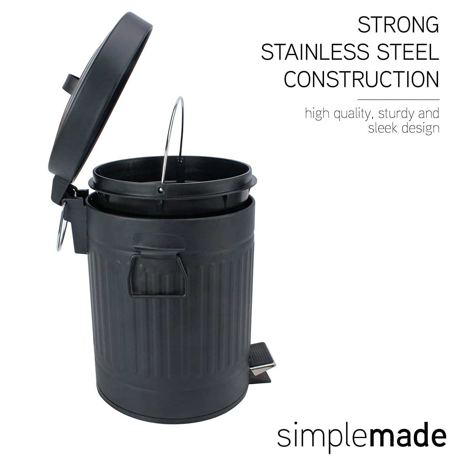 SIMPLEMADE Small Bathroom Trash Can with Lid, Kitchen Garbage Can - 5 Liter / 1.3 Gallon