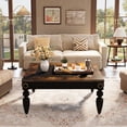 thumbnail image 3 of Tribesigns Square Coffee Table, Rustic Coffee Table Wood Coffee Table for Living Room Low Table with Storage, Brown & Black, 3 of 6