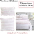 thumbnail image 2 of Cozy Line Home Fashions Pink Princess Ruffle 100% Cotton Reversible Bedding Quilt Set (Pink Princess, Twin - 4 Piece), 2 of 8