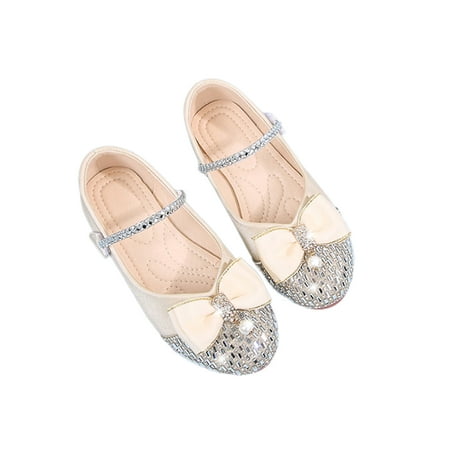

Woobling Girl s Lightweight Flats Bow School Comfort Slip On Pumps Beige 8C