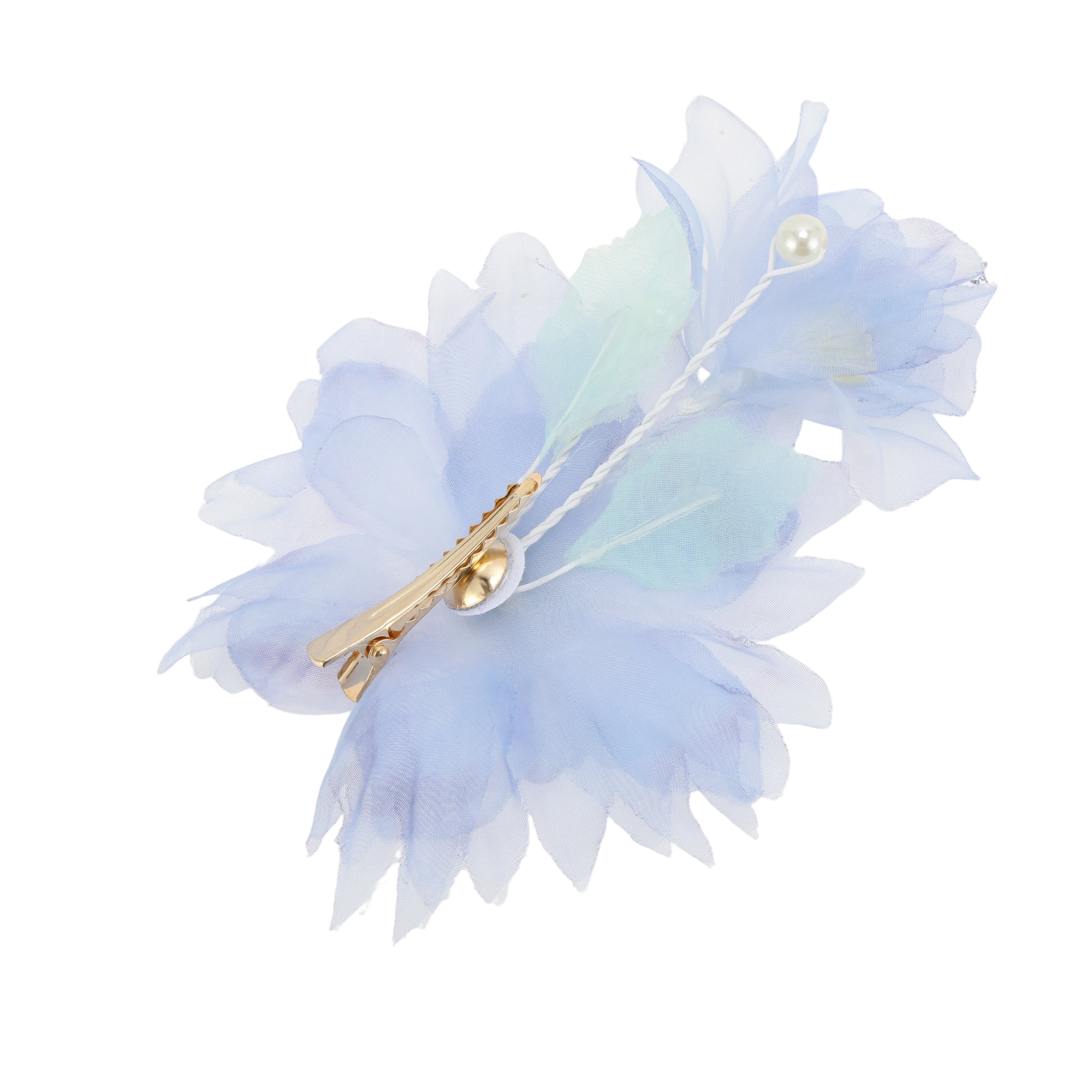 Unique Bargains Flowers Pattern Hair Clip Measuring 5.71" x 4.13" Light Blue