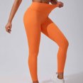 thumbnail image 4 of lcziwo Women's High Waisted Butt Lifting Yoga Pants Solid Color Stretch Workout Leggings Casual Full Length Elastic Fitness Tights Orange XL, 90 off Clearance Sale, 4 of 5