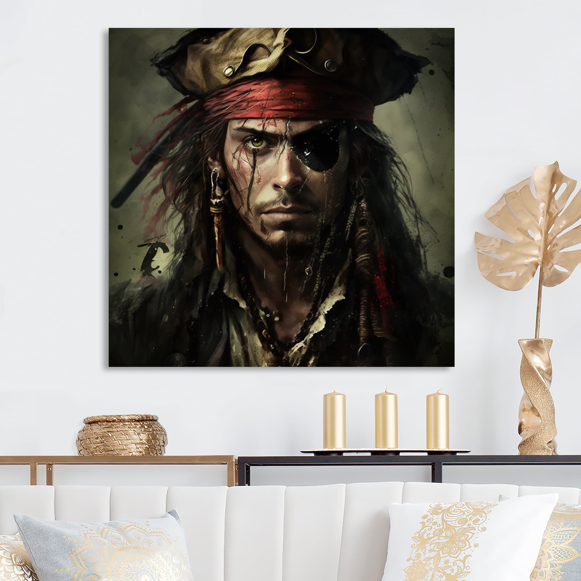 Designart Portrait Of Pirate Canvas Wall Art