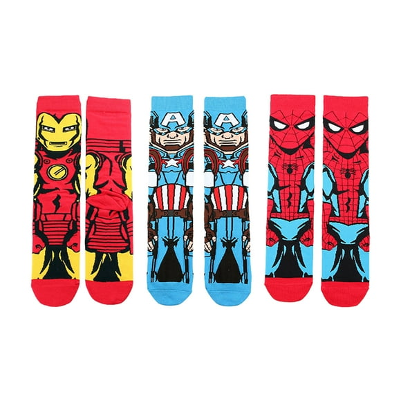 3pair Cartoon Ironman Movie Figure Middle Tube Comfortable Breathable Men Socks