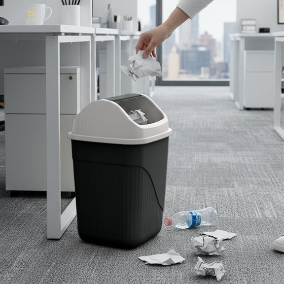 Upgraded Trash Can – Large Square Lidded Bin – Black Home Storage and Organization