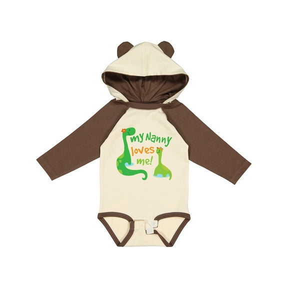 Inktastic My Nanny Loves Me Grandson Dinosaur Boys Long Sleeve Baby Bodysuit