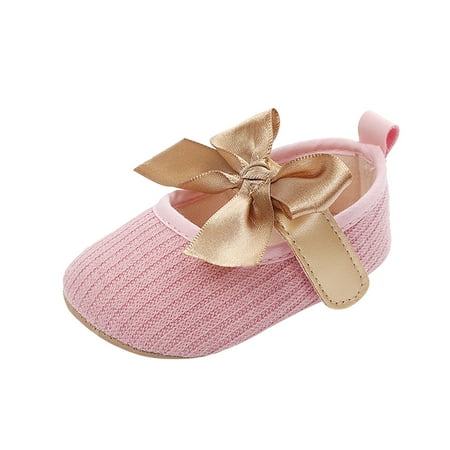 

Toddler Kids Girls Soild Colour Bowknot Princress Shoes Soft Sole The Floor Barefoot Non Slip First Walkers Prewalker Shoes Pink 11