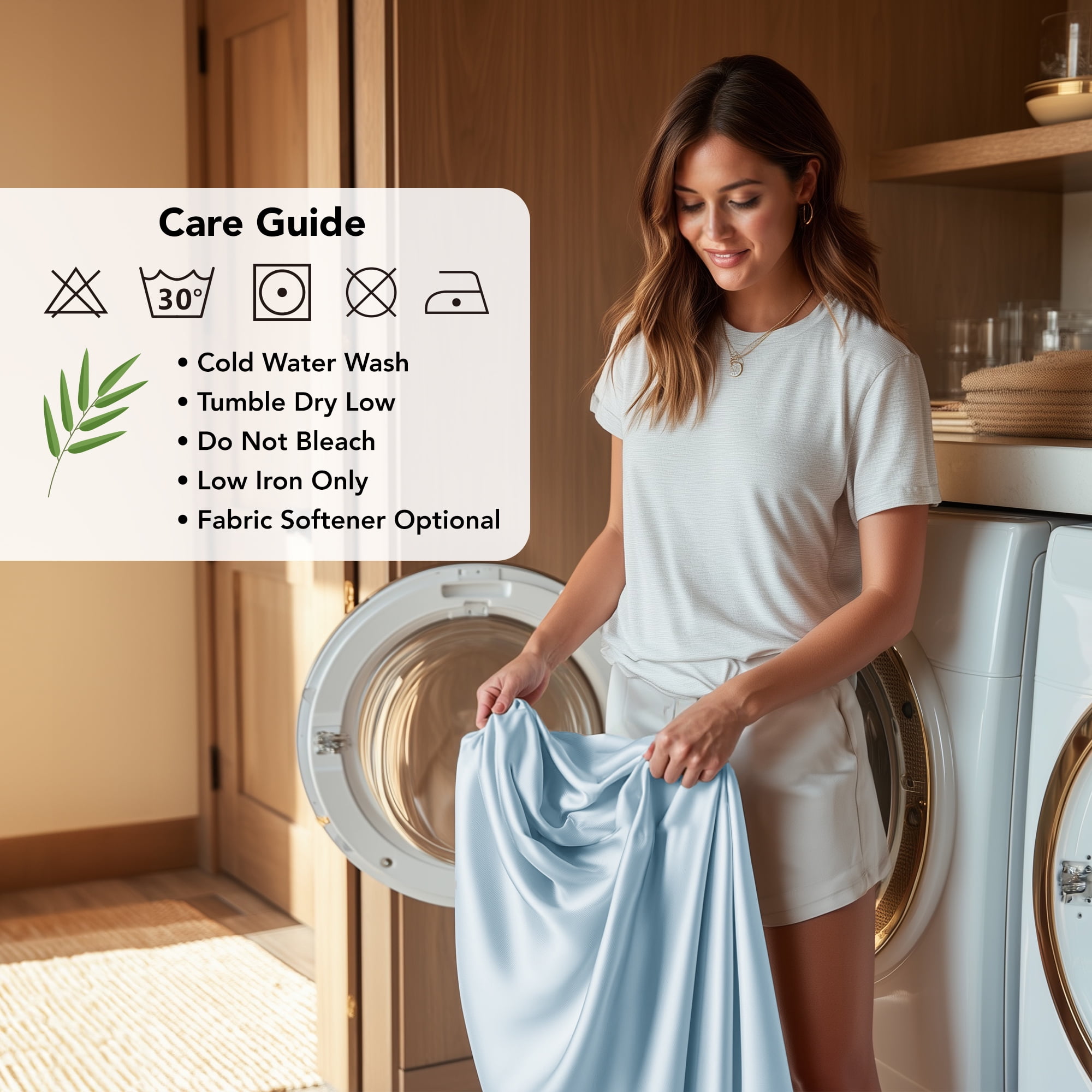 Deconovo Bamboo Fiber Duvet Cover - Soft Cooling and Moisture-Wicking Bedding for Home, Sky Blue, 104"x90"