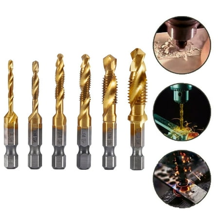 

Yohome Hex Shank Titanium Plated Screw Thread Drill Bits Set Compound Tap